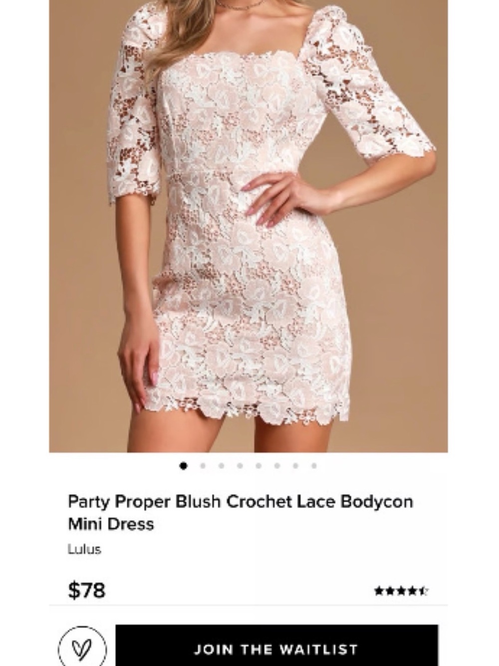 Lulu's Blush Crochet Lace Bodycon Mini Dress